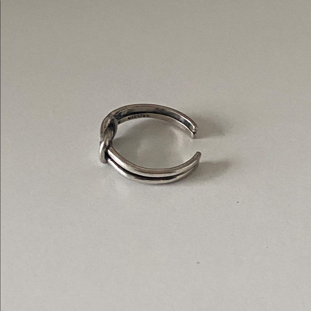 Silver love Knot Adjustable Ring 925 SS double rope oxidized commitment ring - Picture 2 of 7